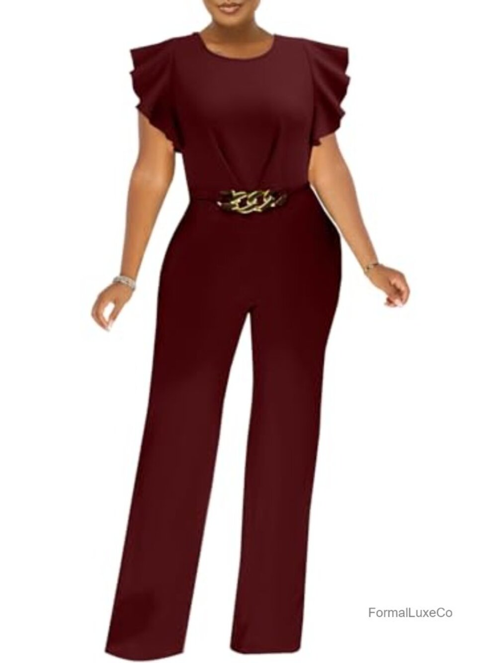 Sequin Jumpsuit Women Wide Leg Ruffled Sleeve Cocktail Party Romper